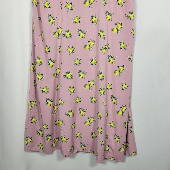 Torrid Midi Challis Dress Lavender, Lemon Pattern, Button Front Size 2x (18/20) - Picture 7 of 14